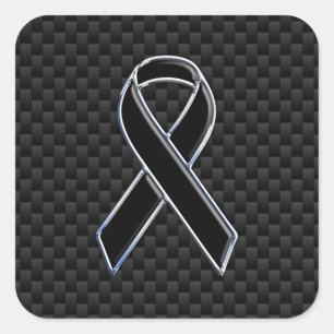 Sticker Carré Noir Sensibilisation au ruban Décor en fibre de ca