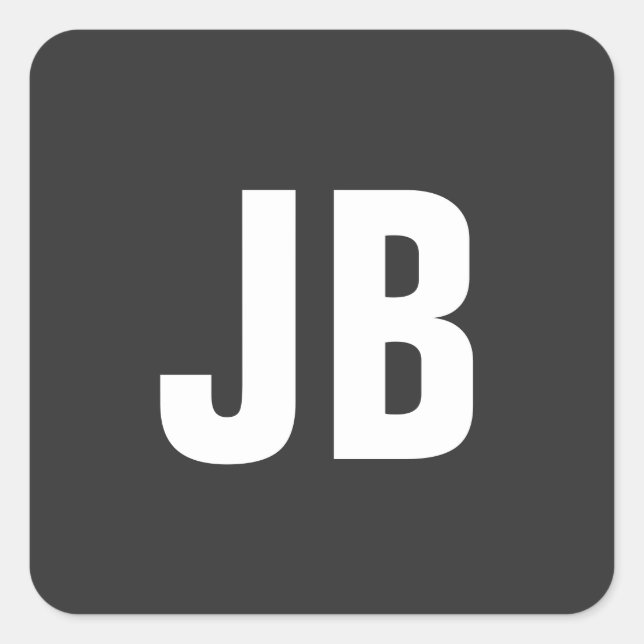 Sticker Carré Noir sobre simple et tendance initiales monogramme (Devant)