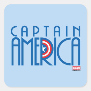 Sticker Carré Nom Art déco Captain America