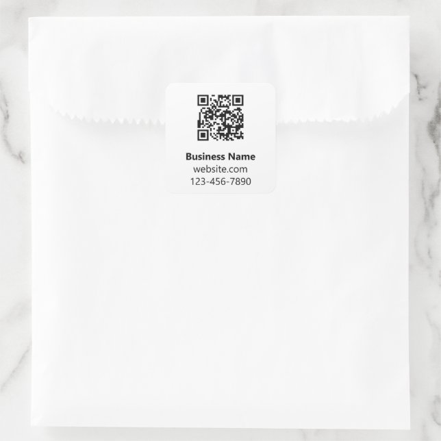 Sticker Carré Nom commercial Black White Phone Website QR Code (Sac)