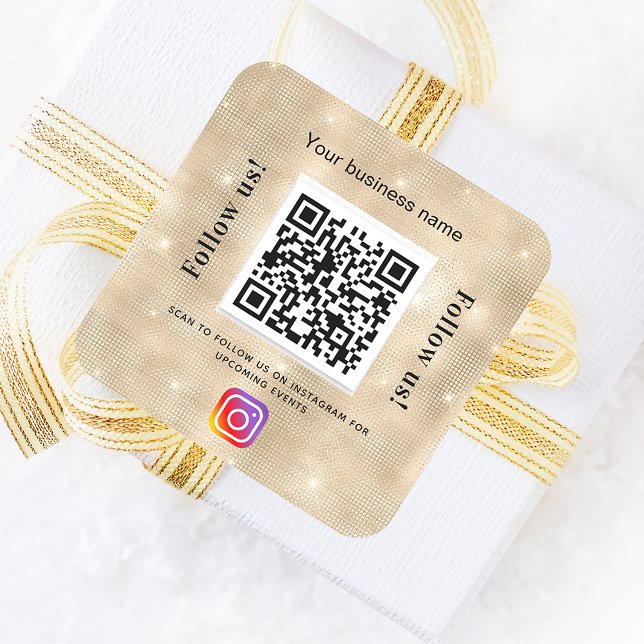Sticker Carré Nom commercial doré qr code instagram (Créateur téléchargé)