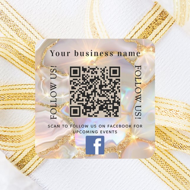 Sticker Carré Nom commercial opal beige or code qr Facebook (Créateur téléchargé)