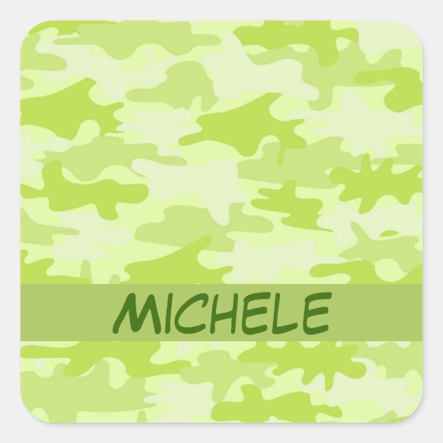 Sticker Carré Nom de camouflage de Camo de vert de chaux (Devant)
