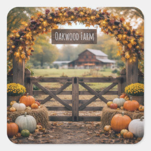Sticker Carré Nom de la ferme à la porte d'automne