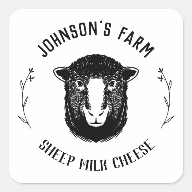 Sticker Carré Nom de la ferme | Wreath | Fromage au lait de mout (Devant)