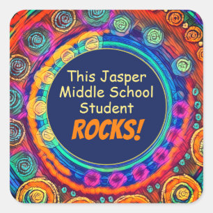 Sticker Carré Nom de l'école Student Rocks Amusant Colorant ense
