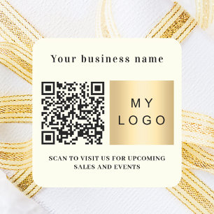 Sticker Carré Nom de l'entreprise logo ivoire code qr