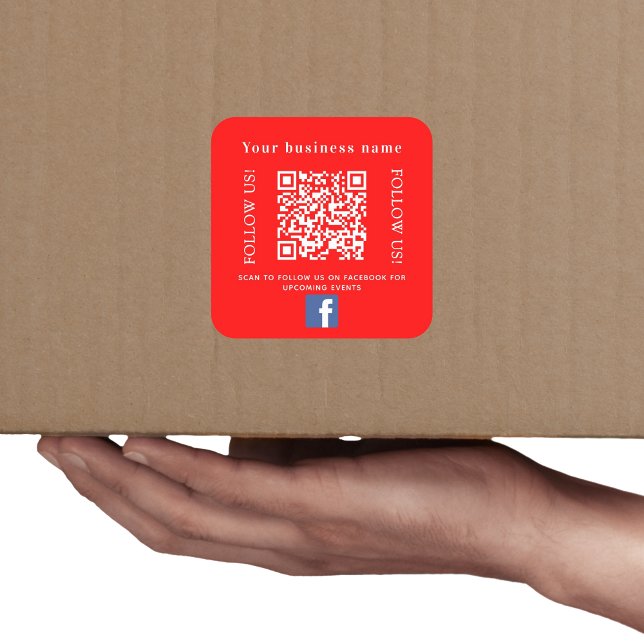 Sticker Carré Nom de l'entreprise portant le code qr rouge Faceb (Créateur téléchargé)
