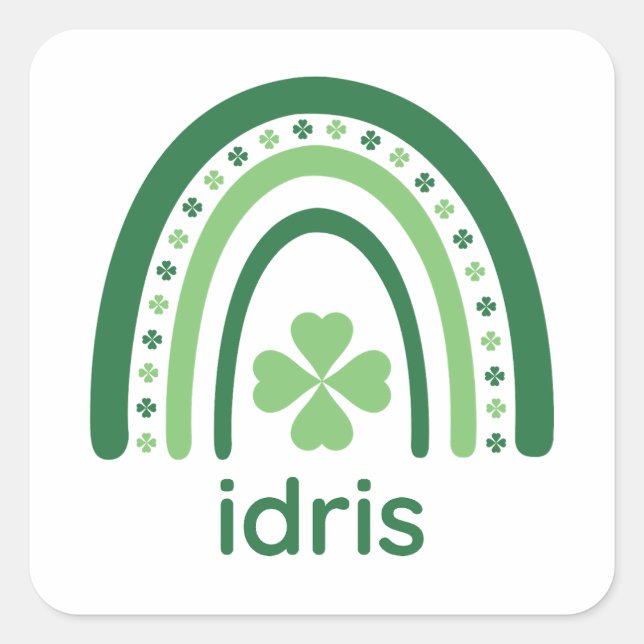 Sticker Carré Nom de l'iris Clover Boho Rainbow (Devant)