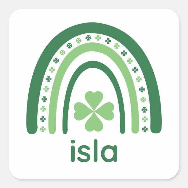 Sticker Carré Nom de l'isla Clover Boho Arc-en-ciel (Devant)