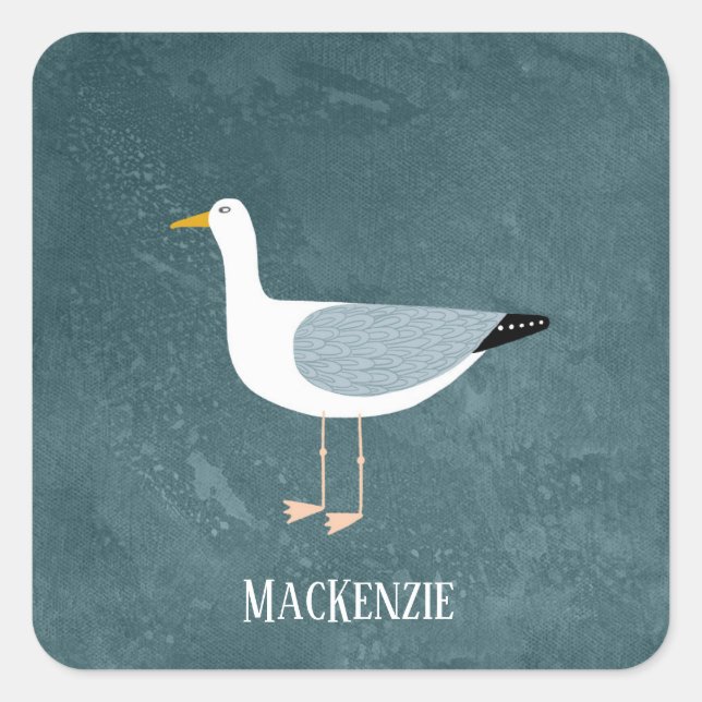 Sticker Carré Nom de mouette mignonne (Devant)