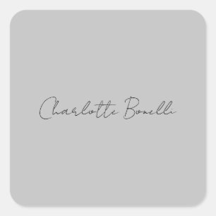 Sticker Carré Nom de script manuscrit minimaliste Gris