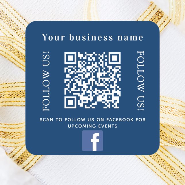 Sticker Carré Nom d'entreprise marine bleu code qr Facebook (Créateur téléchargé)