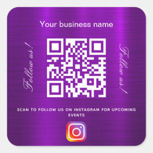 Sticker Carré Nom d'entreprise violet code qr instagram