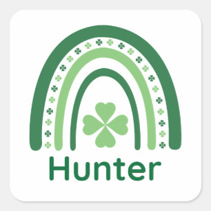 Sticker Carré Nom du chasseur Clover Boho Rainbow