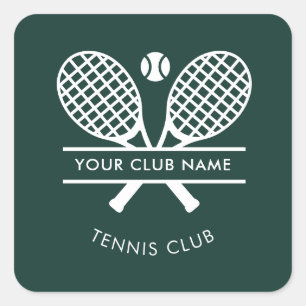 Sticker Carré Nom du Country Club Équipement de Tennis sur Gazon