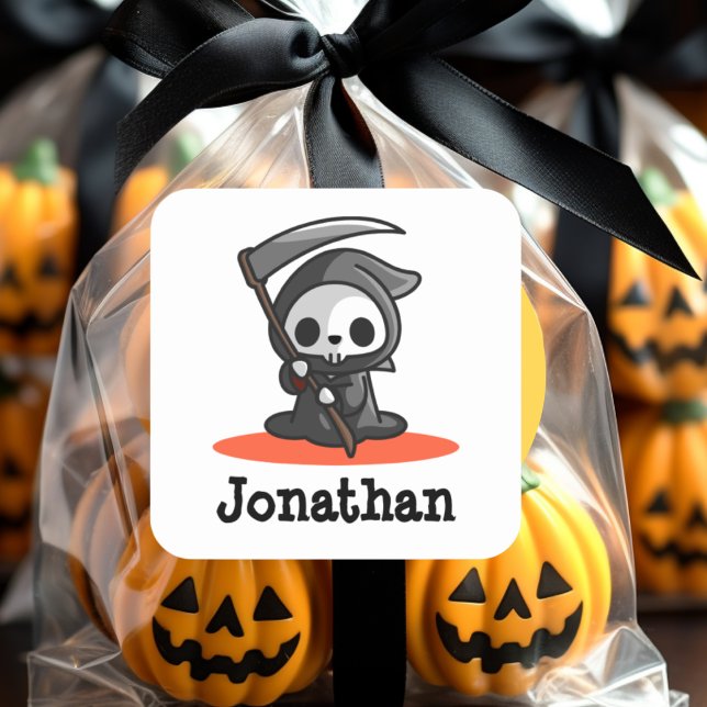 Sticker Carré Nom du Fantôme de la fauche d'Halloween (Créateur téléchargé)