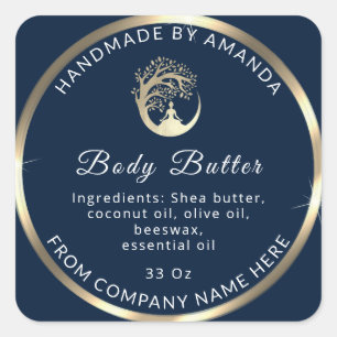 Sticker Carré Nom du logo personnalisé Corps Beurre Cosmétique O