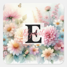 Nom du monogramme sur l'aquarelle Fleurs dans les