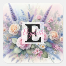 Nom du monogramme sur l'aquarelle Fleurs dans les 