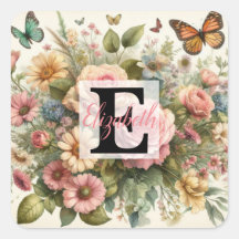 Nom du monogramme sur l'aquarelle Fleurs dans les 