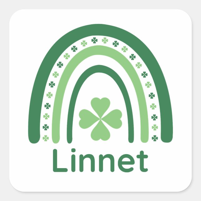 Sticker Carré Nom du réseau Clover Boho Rainbow (Devant)