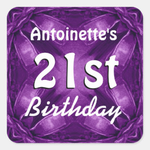 Sticker Carré Nom fait sur commande A02 de 21ème anniversaire