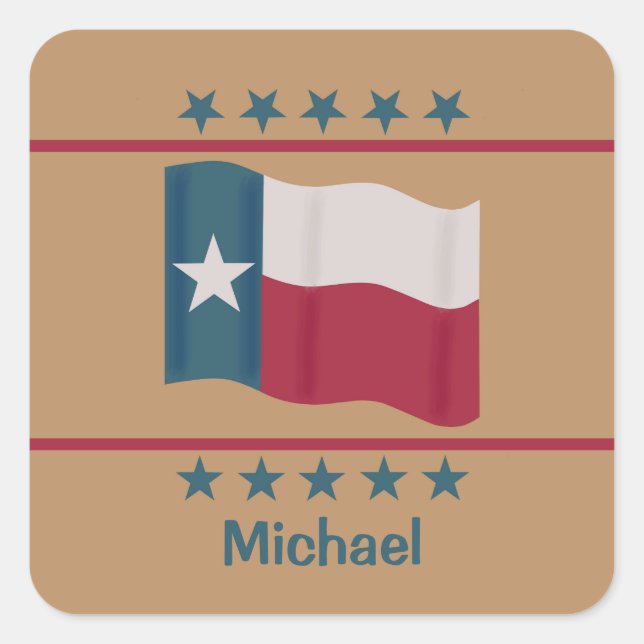 Sticker Carré Nom Indicateur Texas Lone Star personnalisé (Devant)
