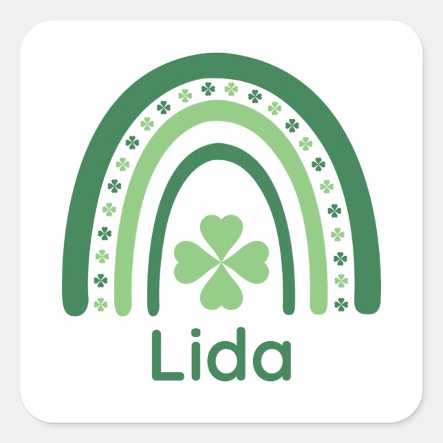 Sticker Carré Nom Lida Clover Boho Rainbow (Devant)