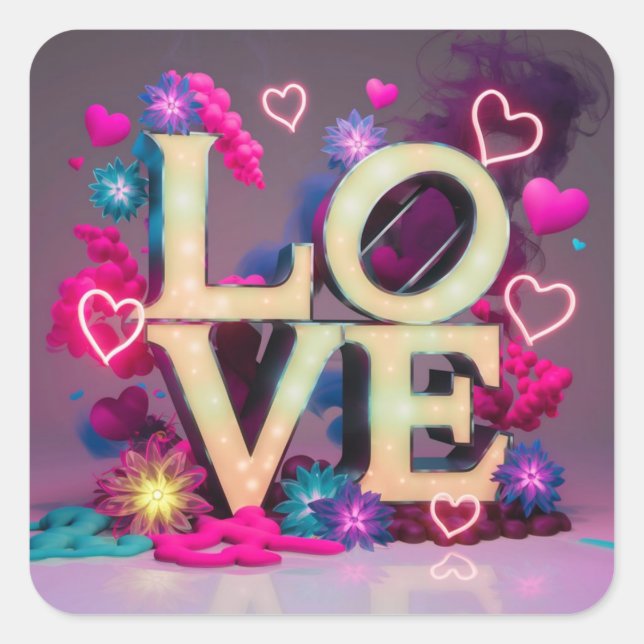 Sticker Carré nom Love collage (Devant)