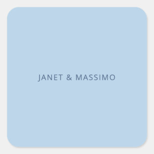 Sticker Carré Nom minimaliste personnalisé bleu pastel personnal