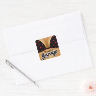 Sticker Carré Nom personnalisé Bikini Babe Girl Man Cave Garage