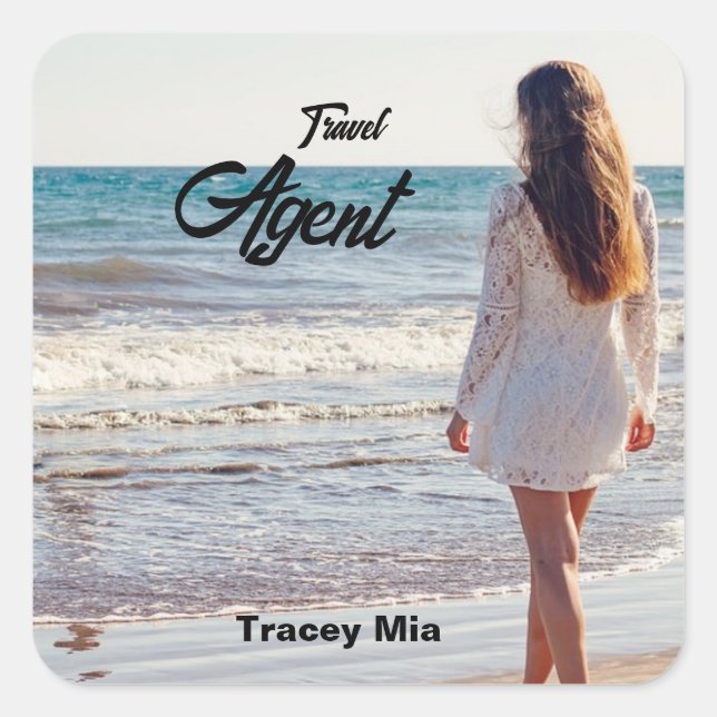 Sticker Carré Nom personnalisé de l'agent de voyage (Devant)
