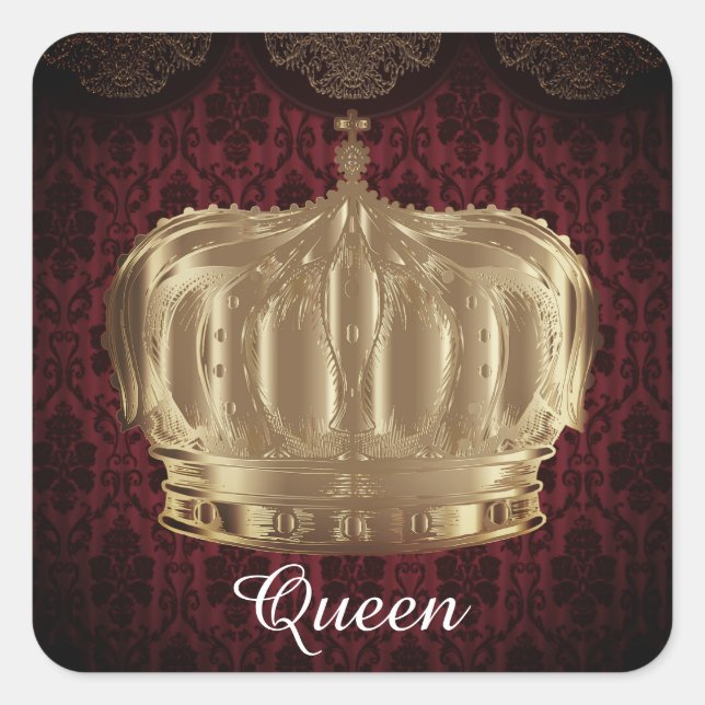 Sticker Carré Nom personnalisé Gold Royal Crown King & Queen Bro (Devant)