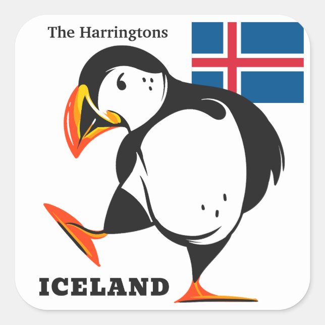 Sticker Carré Nom personnalisé Islande (Devant)