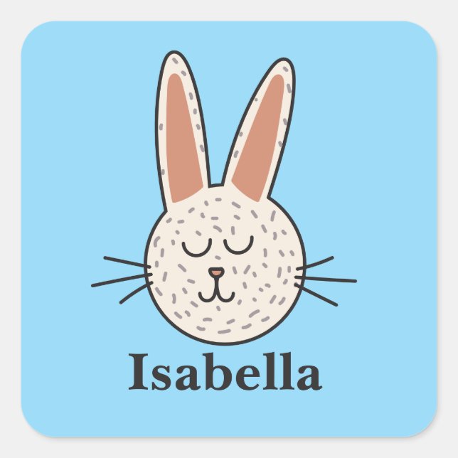 Sticker Carré Nom personnalisé Lapin de Pâques (Devant)