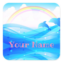 Nom personnalisé Rainbow Summer Magic Blue Dolphin