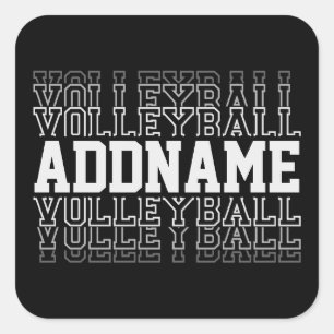 Sticker Carré NOM PERSONNALISÉ Vanisant Volleyball Logo Joueur d