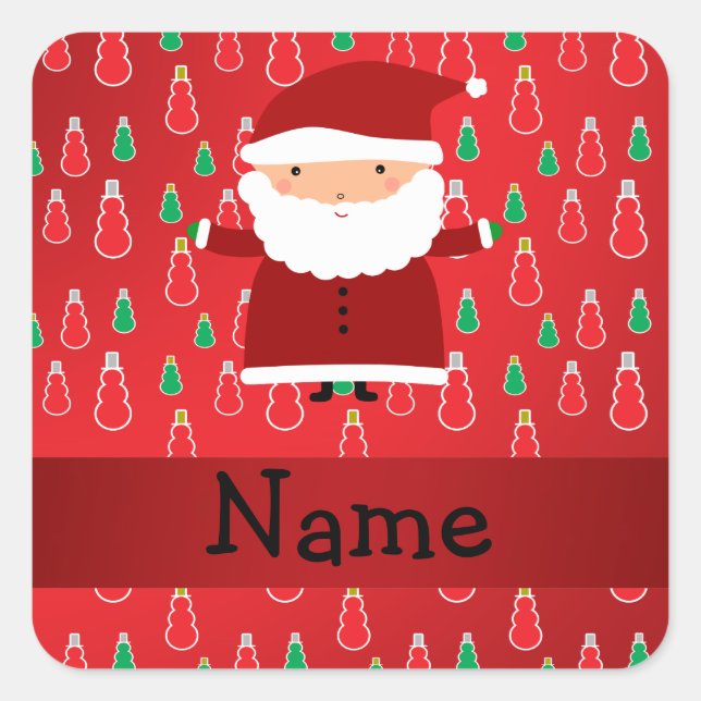 Sticker Carré Nom personnel père Noël red snowmen (Devant)