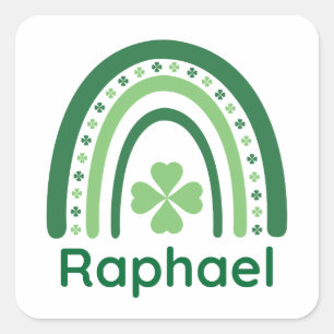 Sticker Carré Nom Raphael Clover Boho Rainbow