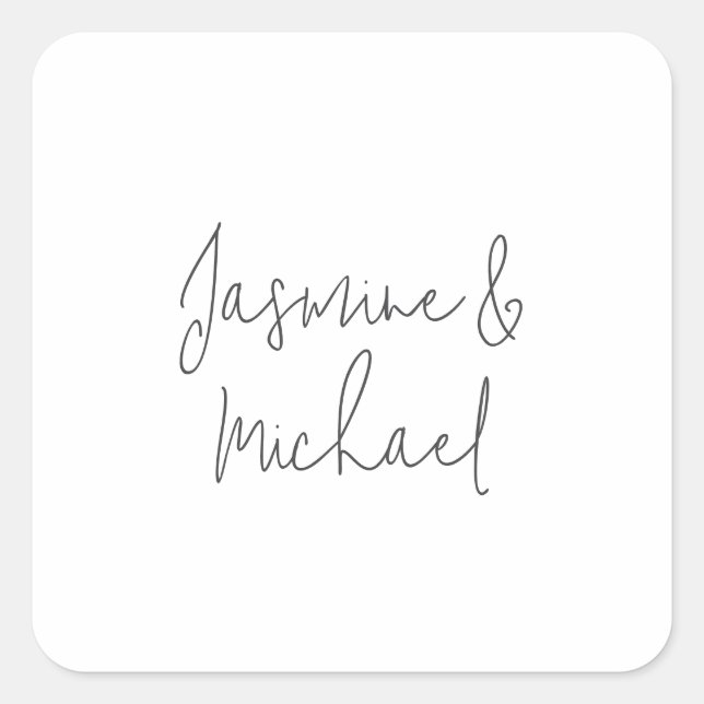 Sticker Carré Noms de couple de calligraphie chic adorables  (Devant)