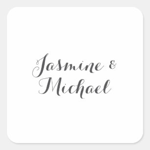 Sticker Carré Noms de couple de calligraphie chic adorables 