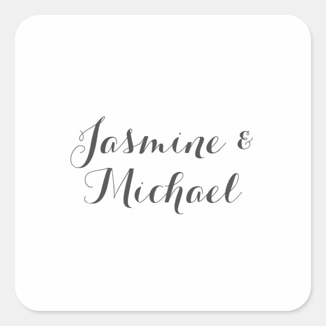 Sticker Carré Noms de couple de calligraphie chic adorables  (Devant)