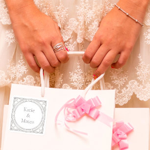 Sticker Carré Noms de couple personnalisés élégants Art déco