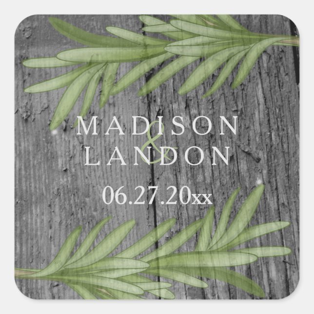 Sticker Carré Noms des Mariages de plantes de Rosemary Sprigs (Devant)