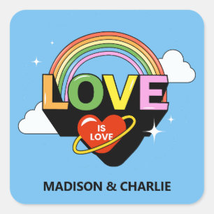 Sticker Carré Noms personnalisés "L'amour est amour"