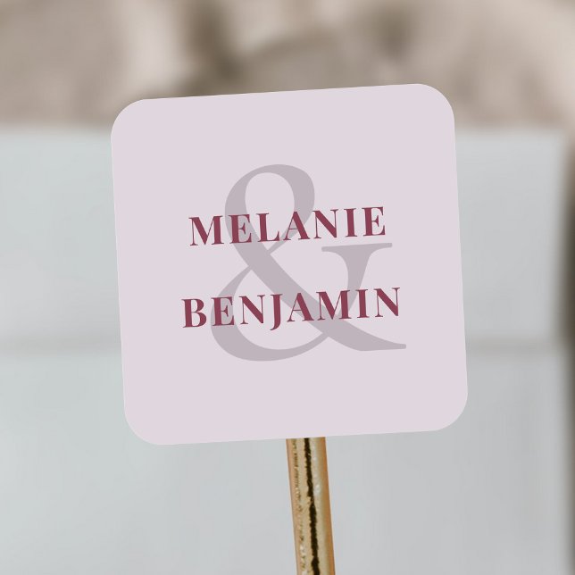 Sticker Carré noms personnalisés Simple Elegant Purple (custom Names Simple Elegant Purple Square Sticker)