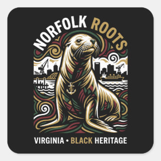 Sticker Carré Norfolk Roots Sea Lion African American Maritime