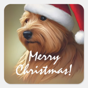 Sticker Carré Norfolk Terrier Noël