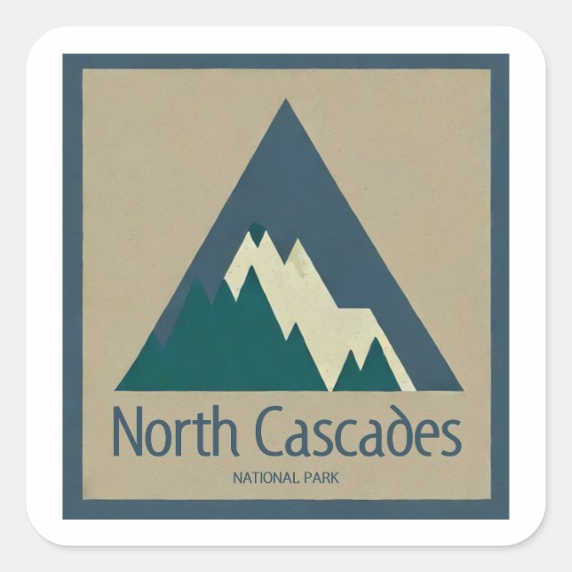 Sticker Carré North Cascades Parc National Rustique (Devant)